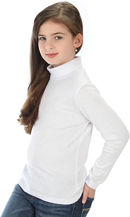 high5 Big Girls Solid Color Turtleneck 100% Cotton (6-14 Years) Multiple Colors