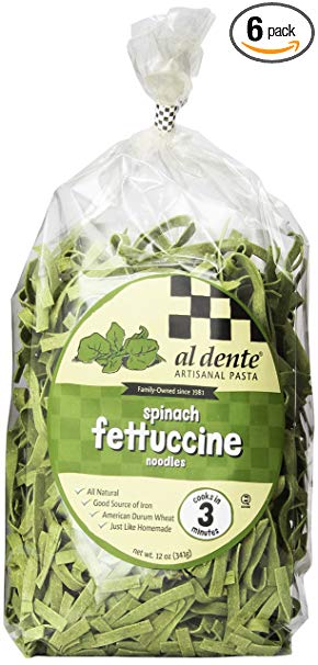 Al Dente Spinach Fettuccine, 12-Ounce Bag (Pack of 6)