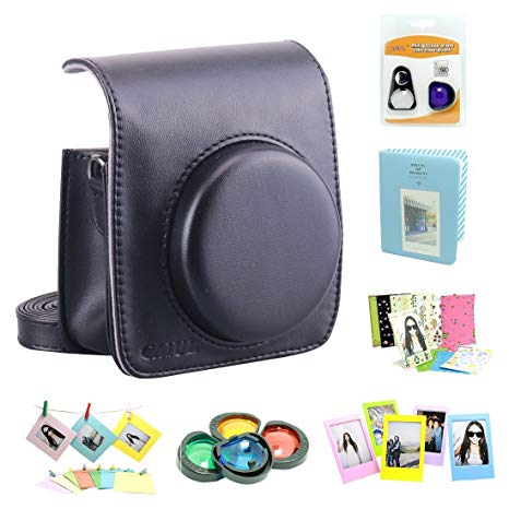 CAIUL Compatible Mini 90 Camera Case Accessories Bundle Kit for Fujifilm Instax Mini 90, Black (7 Items)