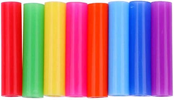 LKXHarleya 8pcs Food Grade Silicone Straw Tips for 6mm Stainless Steel Straws Multi-Colors Soft Reusable Straws Cap