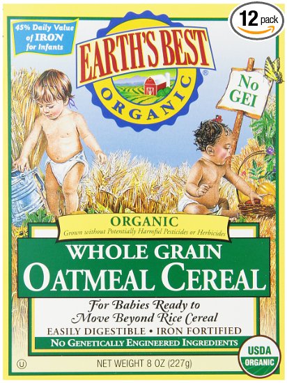 Earths Best Organic Whole Grain Oatmeal Cereal 8 Ounce Pack of 12