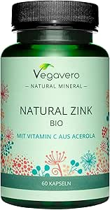 Zinc BIO Vegavero® | UNIQUE : 100% NATUREL | Avec Vitamine C | Défenses immunitaires + Peau | Qualité Supérieure : Orgavitaz® | Sans additifs | 60 gélules | VEGAN