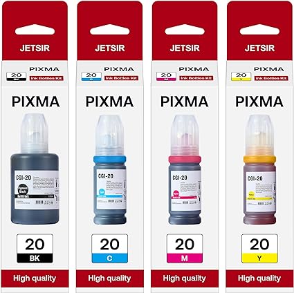 GI-20 GI20 Refill Ink Bottles Kit Compatible for Canon PIXMA G6020 G7020 G5020 MegaTank Printers, 4-Pack (170ML GI-20 Black Refill Ink, 100ML GI20 Color Refill Ink Bottle)