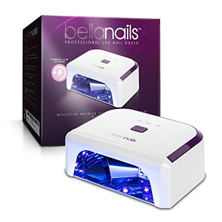 BellaNails Professional 21W LED Nail Lamp, Removable Base Tray, Auto On / Off Sensor, Works With All Gel Nail Polishes