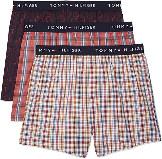 Tommy Hilfiger Men's Cotton Classics 3 Pack Slim Fit Woven Boxer