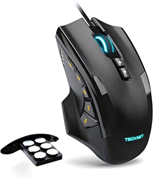 TeckNet M009 Gaming Mouse with 16400 DPI, Wired RGB LED Backlit Computer Mice, 10 Programmable Buttons, Weight Tuning Set