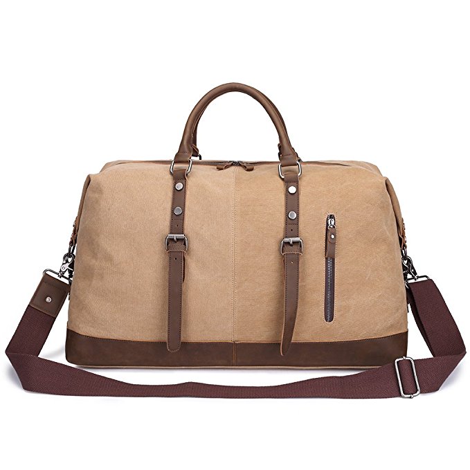 Kaukko Vintage Oversize Canvas Leather Travel Duffel Tote Bag GYM weekend bags