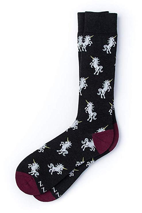 "Unicorns Are Magic" Hipster Novelty Crew Carded Cotton Men's Socks (1 Pair)