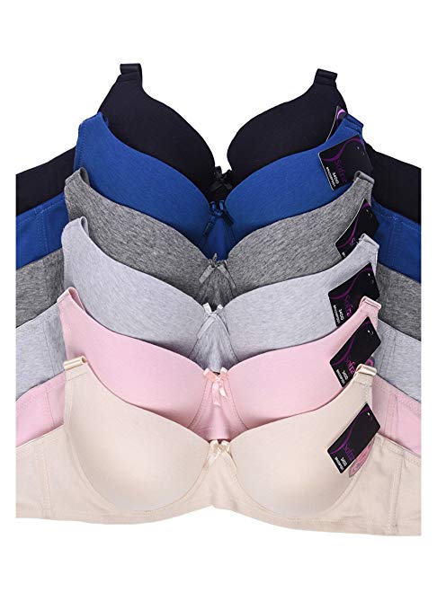 Women's Basic Plain Bras (Packs of 6) - Various Styles