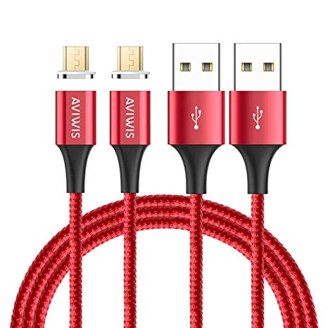 Magnetic Micro USB Cable, AVIWIS [2Pack 1M] Nylon Braided Magnet Android USB Charger Fast Charging and Data Sync Cable Cord for Samsung Galaxy J6 2018/S7/S6/Note5,Honor,Huawei,Xiaomi,Sony,Kindle