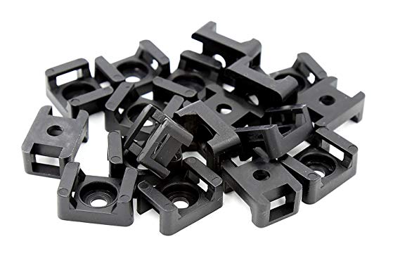 iExcell 100 Pcs Black 9.0mm Width Cable Tie Base Saddle Type Mount Wire Holder