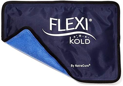 FlexiKold Gel Ice Pack w/Straps (Half Size: 7.5" x 11.5") - Reusable Cold Pack Compress (Therapy for Pain and Injuries of Knee, Shoulder, Foot, Back, Ankle, Hip) - 6303-COLD-STRAPPED