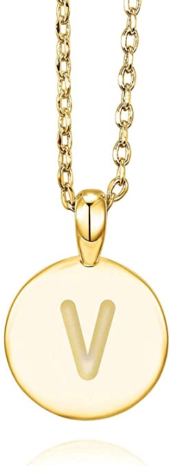 PAVOI 14K Rose Gold Plated Letter Necklace for Women | Gold Initial Necklace for Girls