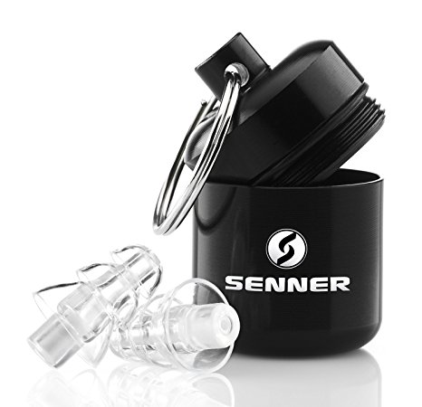 Senner StrongPro hearing protection ear plugs with aluminium box. Ideal for music, concerts, clubs and festivals, clear/transparent | SNR 28 dB