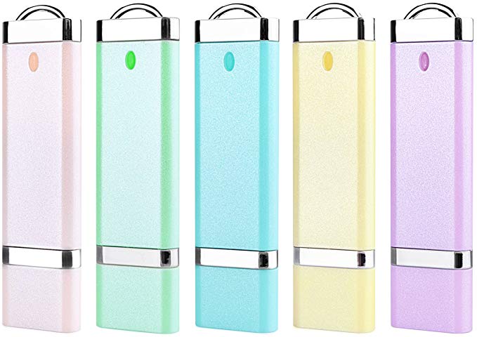 KEXIN 16GB USB Flash Drive 5 Pack USB 2.0 Memory Stick Mini Thumb Drive USB Drive Cap Design External Storage Pen Drive for Computer PC Laptop School Business Gift (Blue Green Yellow Pink Purple)