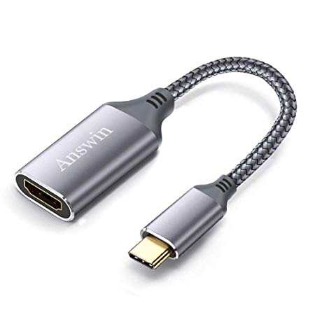 USB C to HDMI, Answin Braided 4K@60Hz USB Type C to HDMI Adapter [Thunderbolt 3 to HDMI/HDMI for USB-C Adapter] for MacBook Pro 2018, Samsung Galaxy S9/S8, Dell XPS 13/15, Chromebook Pixel and More