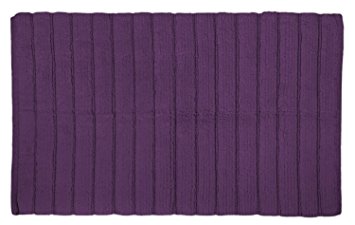 DII Oceanique Machine Washable 100% Cotton Woven Ribbed Luxury Spa Bath Rug, Soft & Absorbent, Place Near Vanity, Bath Tub or Shower, 17 x 24",  Eggplant