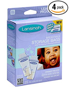 Lansinoh 20435 Breastmilk Storage Bags, 25-Count Boxes (Pack of 4)