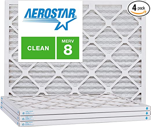 Aerostar 20x21x1 MERV 8, Pleated Air Filter, 20x21x1, Box of 4, Made in The USA