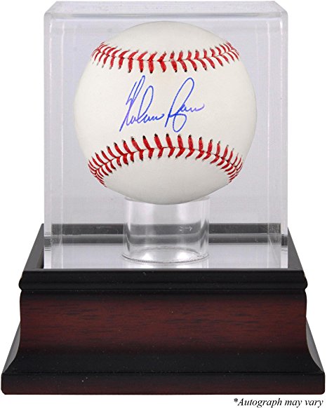 Nolan Ryan Texas Rangers Autographed Baseball and Mahogany Baseball Display Case - Autographed Baseballs