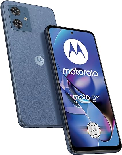 Motorola moto g54 5G (6,5"-FHD -Display, 50-MP-Dual-Kamera, 8/256 GB, 5000 mAh, Android 13) Indigo Blue (veganes Leder), inkl. Schutzcover   Handyhalterung [Exklusiv bei Amazon]