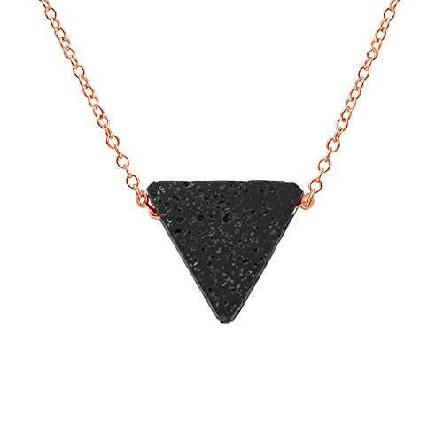 SENFAI Contracted Triangle Lava-rock Pendant Stainless Steel Pendant Necklace