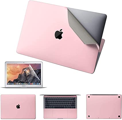 Premium 5-in-1 MacBook Full Body 3M Protective Skin Decals Stickers Compatible with MacBook Air 13 inch with Apple M1 Chip (Model Number A2337, 2020 Released) - Rose Pink