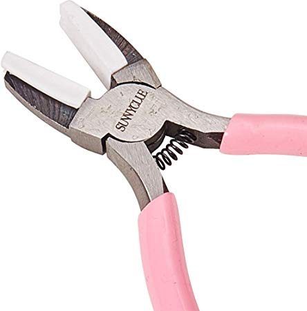 SUNNYCLUE 5.5 Inch Double Nylon Jaw Flat Nose Pliers Mini Precision Pliers Wire Forming Bending Tools for DIY Jewelry Making Hobby Projects Pink