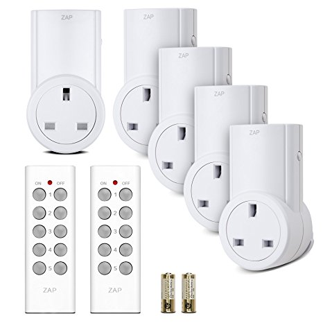 [2016 Version]Etekcity Wireless Remote Control Sockets Programmable Electrical Outlet Switch for Household Appliances, up to 30m/100ft Operating Range, White