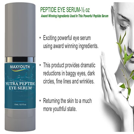 Maxyouth Nutra Peptide Eye Serum-Anti Aging / Wrinkle Serum With Peptide,Hyaluronic Acid,Retinyl,Vitamins ,Nutrients...Firm & Lift the Eyelid Area and Improves Fine Line and Wrinkles.