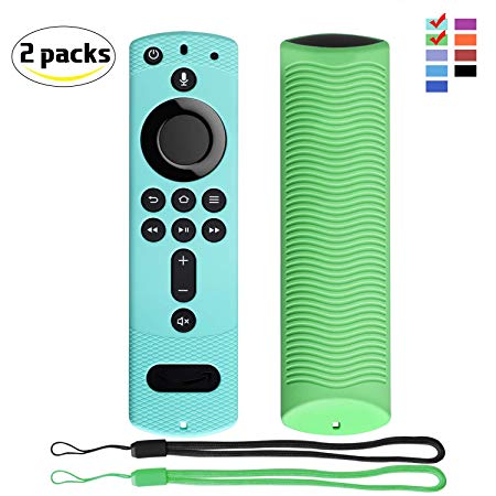Remote Cover for Fire TV Stick 4K QCUTE Shockproof Silicone Remote Case Shockproof for Fire TV Cube/Fire TV (3rd Gen) Compatible with All-New 2nd Gen Alexa Voice Remote Control with Lanyard