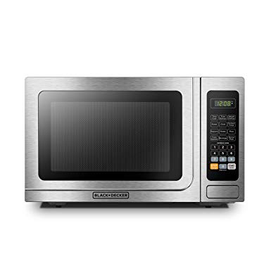 BLACK DECKER EM036AB14 Digital Microwave Oven with Turntable Push-Button Door,Child Safety Lock,1000W,1.4 cu.ft,Stainless Steel