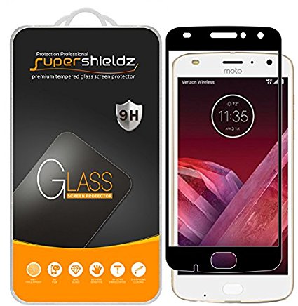 [2-Pack] Supershieldz For Motorola "Moto Z2 Play" Tempered Glass Screen Protector, [Full Screen Coverage] Anti-Scratch, Bubble Free, Lifetime Replacement Warranty (Black)