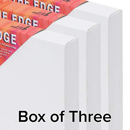 The Edge All Media Cotton Deluxe Stretched Canvas - Paintable Edges For Frameless Artwork Presentation, Superior Priming For Richness and Purity of Paint Colors - Box of 3 - [1.5" Deep | 24X36]