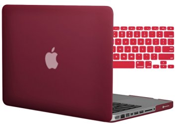 Easygoby 2in1 Case For MacBook Pro 13-inch - Matte Silky Smooth Soft-Touch Hard Shell Case Cover Skin For MacBook Pro 13.3" [with CD-ROM Drive,Non-Retina] (Fits Model: A1278)   Keyboard Cover - Wine Red