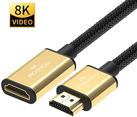 SIKAI HDMI Extension Cable 8K HDMI 2.1 Male to Female HDMI Cable Ultra High Speed 8K 60Hz, 4K 120Hz, 3D Ultra HDR 48Gbps HiFi eARC Dolby Atmos HDCP2.2 HDMI Extension Cable (4.5 Feet)