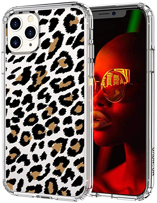 MOSNOVO iPhone 11 Pro Max Case, Leopard Print Pattern Clear Design Transparent Plastic Hard Back Case with TPU Bumper Protective Case Cover for iPhone 11 Pro Max