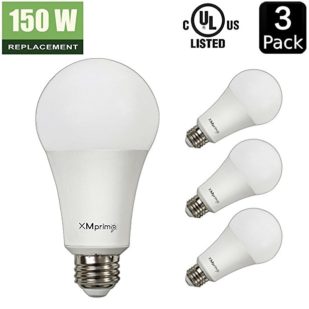 A21 LED Light Bulb 20W ( 150 Watt Equivalent ), 2300 Lumens 4000K Cool White ( Clean Neutral White ), E26 Medium Screw Base, UL listed, XMprimo - 3 Pack