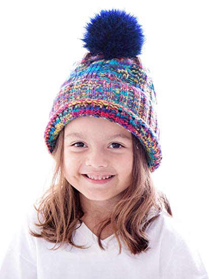 Simplicity Toddler Winter Cable Knit Pom Pom Beanie Hat for Kids