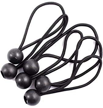 Wideskall Heavy Duty 6" inch Ball Bungee Cord Tarp Canopy Tie Down Strap, Black (Pack of 6)