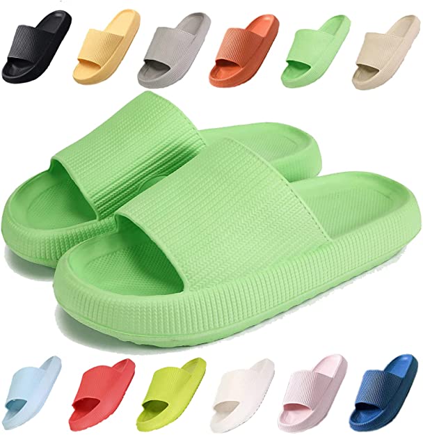 AIMINUO Cloud Cushion Slides Slippers Women Men, Thick-soled Bathroom Non-slip Slippers,Indoor Outdoor Swimming Pool Quick-drying Beach Slippers, Open-toed Soft Sandals EVA Massage