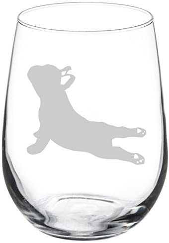 Wine Glass Goblet French Bulldog Frenchie Yoga (17 oz Stemless)