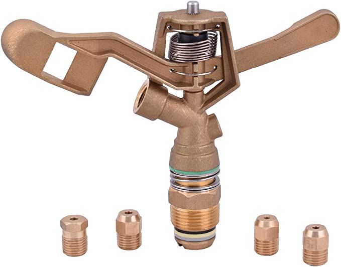 3/4-in Brass Impact Sprinkler with 4pcs Nozzles 1/8",9/64",5/32",11/64" (1-Pack)