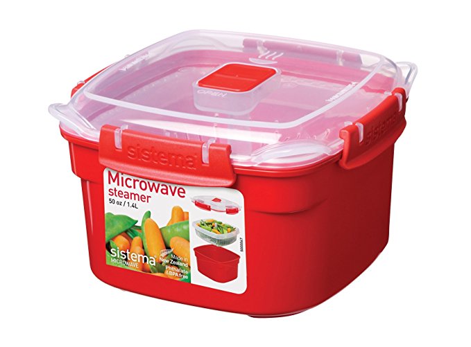 Sistema Microwave Collection Steamer, Small, 50 oz./1.4 L, Red
