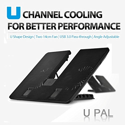 Deepcool U-PAL U Shape Design Notebook Cooler, Up to 15.6, Two 14cm fans, USB 3.0 Pass-through, Angel adjustable
