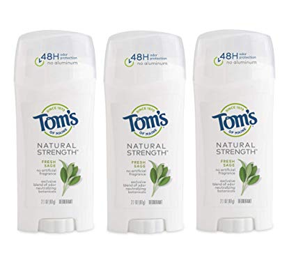 Tom's of Maine Natural Strength Deodorant, Natural Deodorant, 48-Hour Odor Protection, Fresh Sage, 3 Pack