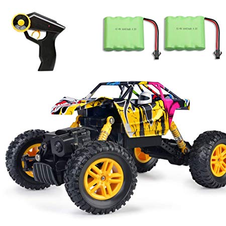 MaxTronic Remote Control Car 2.4GHz 4WD Off Road High Speed RC Car 1/18 Dual Motors Rock Crawler Graffiti Racing Monster Truck