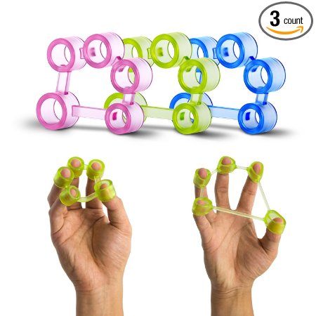 Finger Exerciser & Finger Stretcher by FitMotion, Latex-Free Hand Exerciser for Progressive Hand Therapy - Helps Relieve Joint Pain, Elbow Pains, Anxiety - Hand Strengthener(3-Pack)