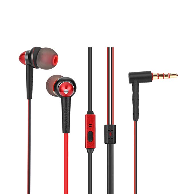 FALATEK EROS in Ear Wired Earphone with Mic, Noise Isolation Headphones with Extra Deep Bass (Black/Red)
