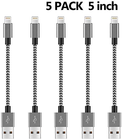 Phone Cable 5 inch USB Sturdy Fast Charging Cord for Phone X Xs 8 7 6 6s, Pad, Pod and Pad 4th Gen Other Devices - 5 Pack